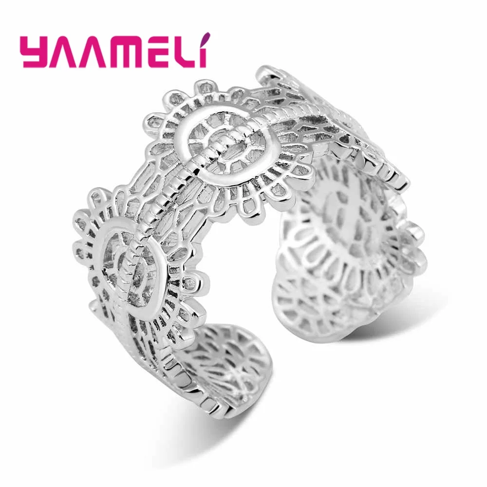 Women Adjustable 925 Sterling Silver Ring For Anniversary Gifts Vintage Flower Engagement Proposal Finger Ring Jewelry 925 sterling silver ring for women adjustable ring female zircon silver 925 ring personality flower grass simple fashion jewelry