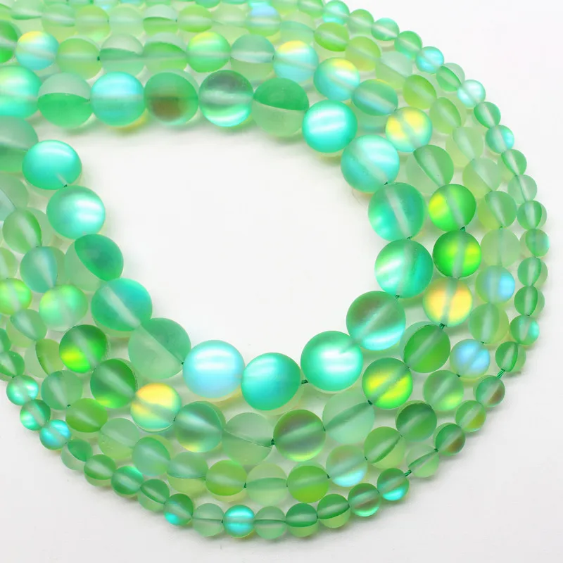 Green Flash Bead 6, 8, 10, 12 мм мерцающие круглые матовые бусины из лунного камня с лабрадоритовыми кристаллами, круглые бусины для браслета и ожерелья, DIY ювелирные изделия Mak - Цвет: Green Flash Bead