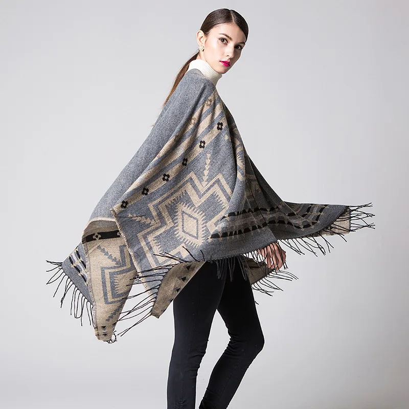 Abrigo Mujer пончо богемная шаль накидка зимнее пальто женские y capas desigual manteau femme hiver Sjaal