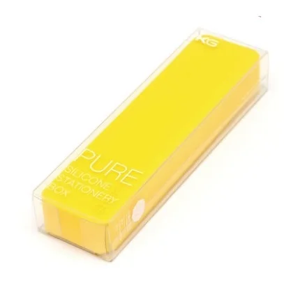 Цвет: желтый KACO Pure& Silicone Stationery Box Set(Pencil Case+1 Black Gel Pen) Storage Box Anti-static Protect Pencils - Цвет: Цвет: желтый