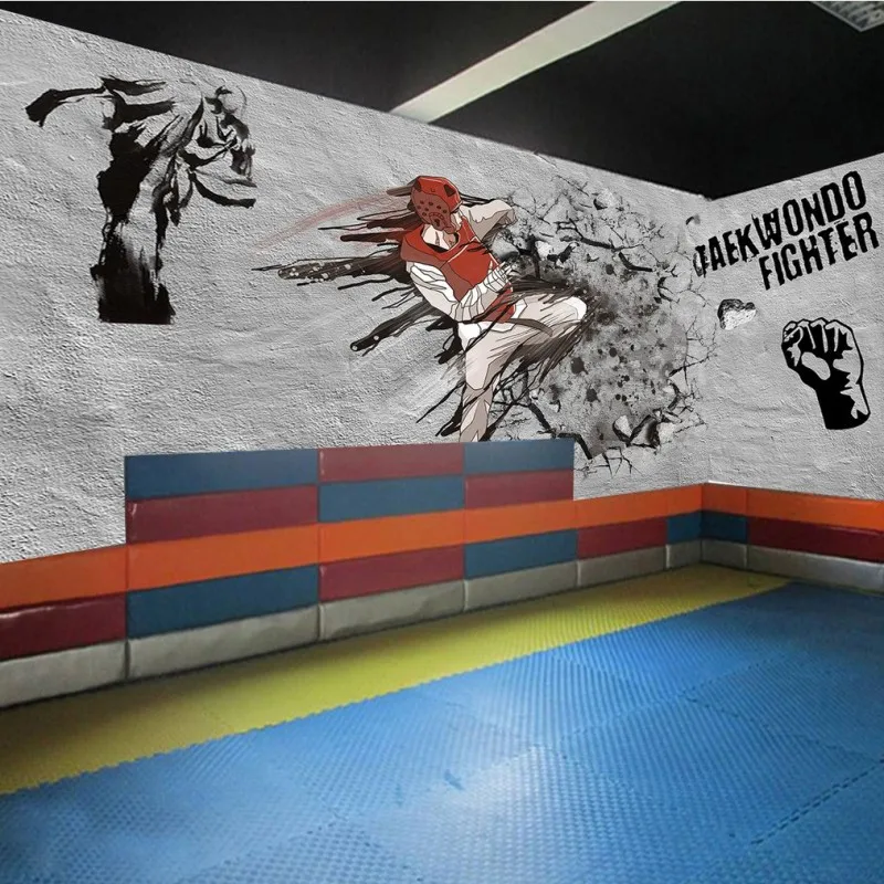 3d обои для тхэквондо гимнастическое украшение бокса фон Wushu hall на заказ HD|mural