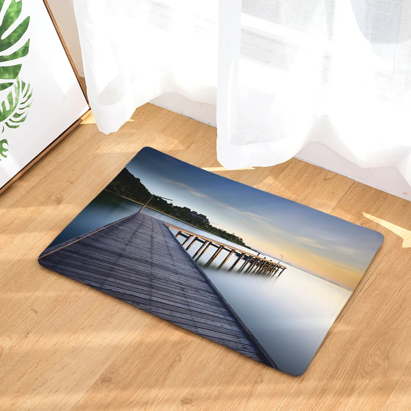 2017 Приморский вечерний пейзаж печать ковры Нескользящие кухонные коврики для
