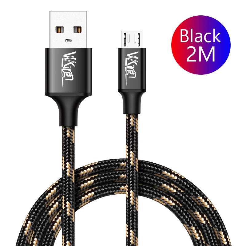 Black-2M VVKing Micro USB кабель 2.4A нейлон Быстрая зарядка USB кабель для передачи данных для samsung Xiaomi LG планшет Android мобильный телефон usb зарядный шнур - Тип штекера: Black-2M