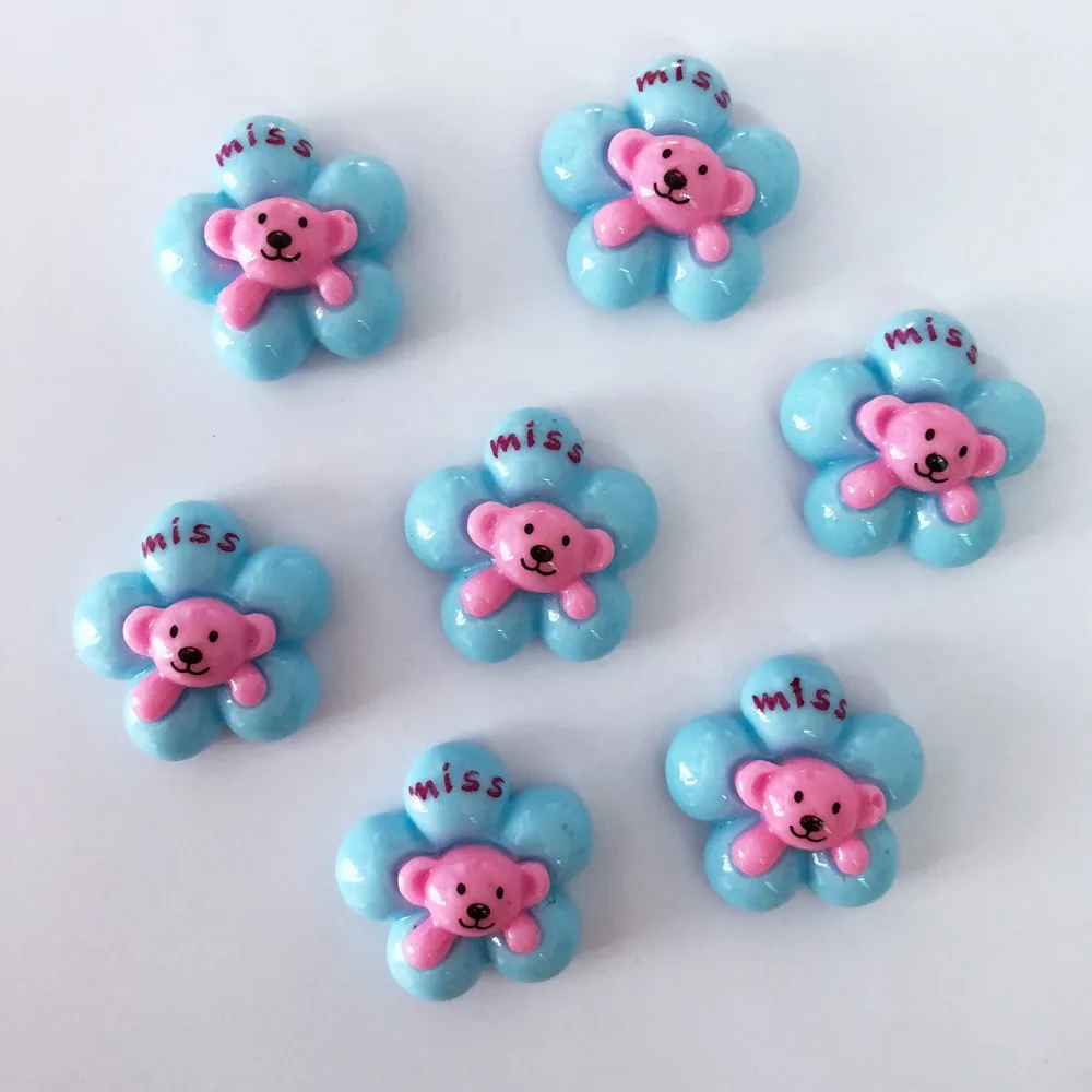 

10pcs 20mm Hand-paint Resin Miss 3D Bear Flatback Flower Stone Child Scrapbook Crafts R48