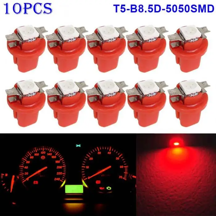 10 шт. T5-B8.5D-5050smd Светодиодная лампа SMD датчик скорости тире лампа приборной панели инструмент светильник 12 В LKS99