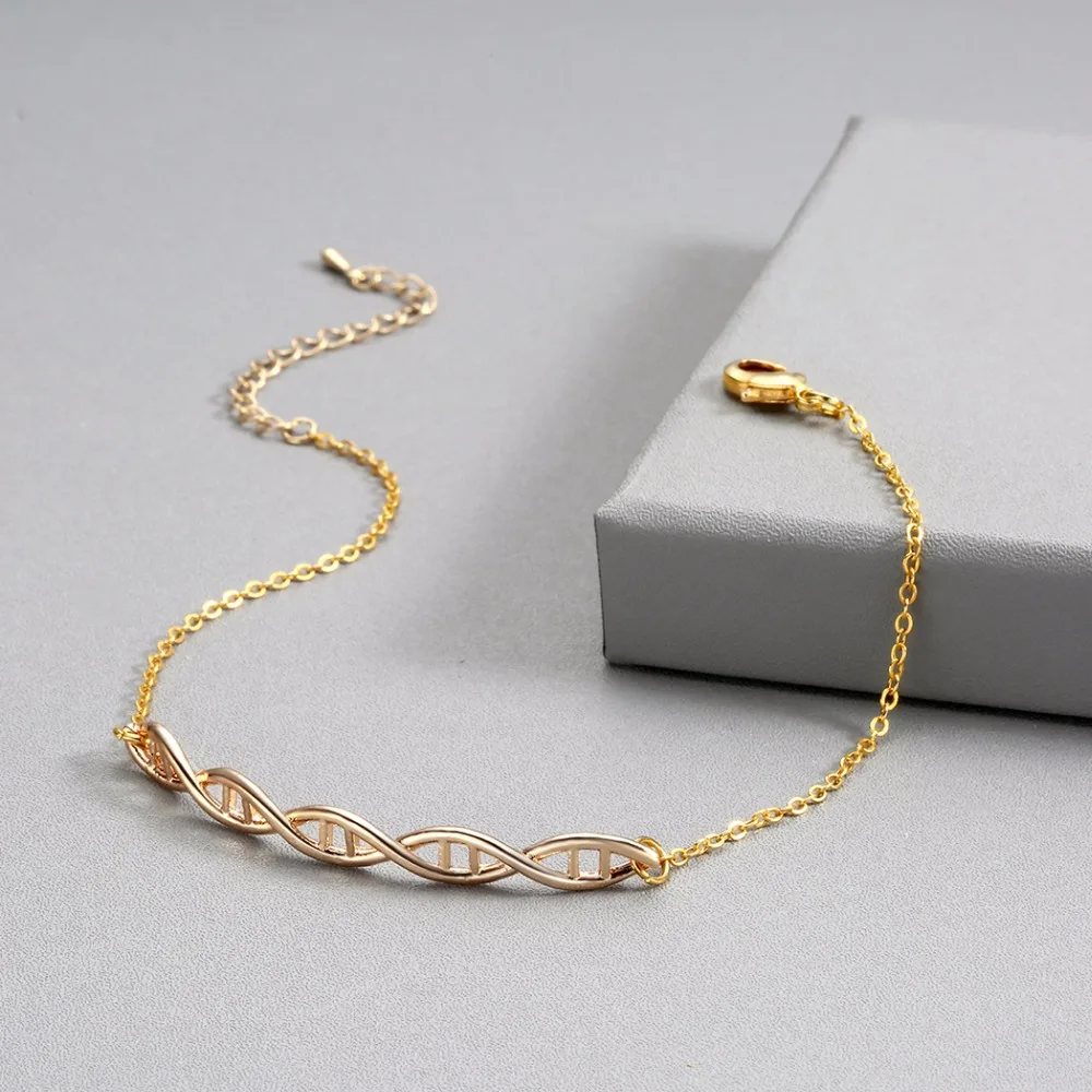 Женский браслет с Двойной спиралью DNA Science геометрический на цепочке формулой