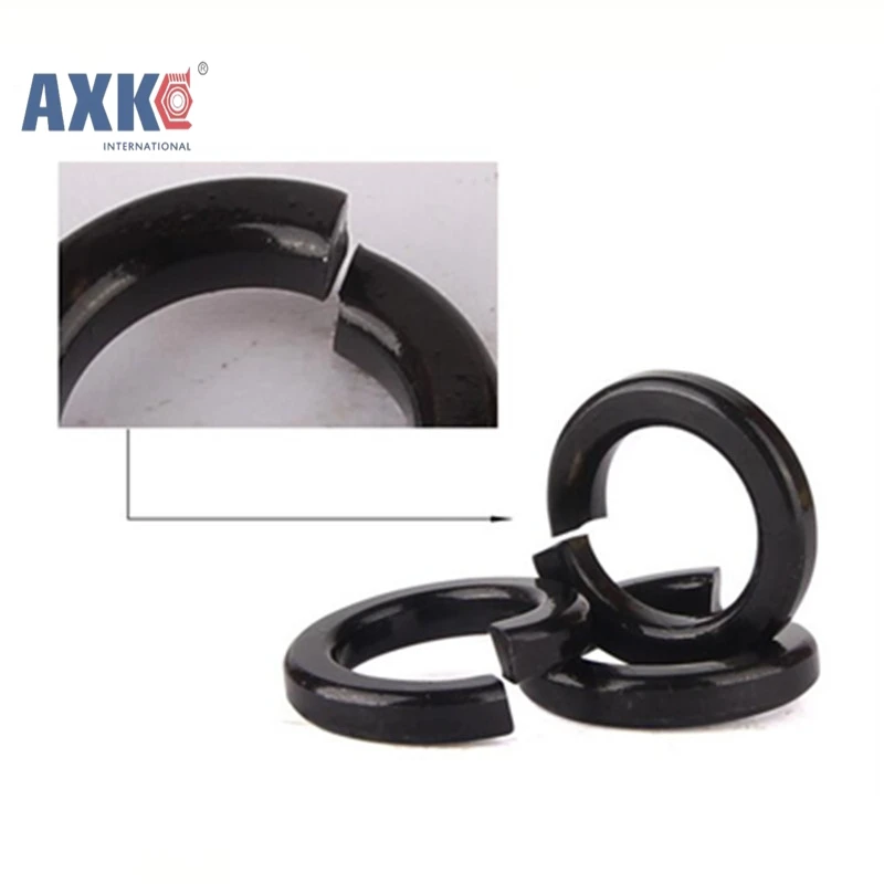 

100Pcs DIN127 GB93 M3 M4 M5 M6 M8 Carbon Steel Shells Pad Black Spring Lock Washer Elastic Gasket AXK154