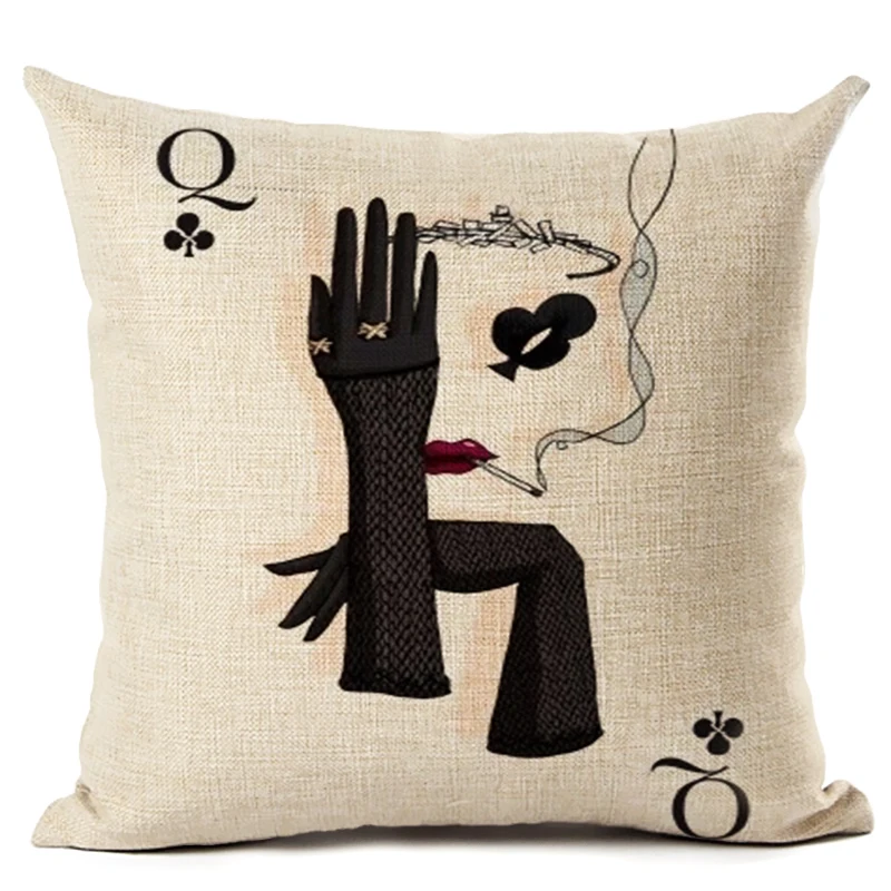 Карты покер Дизайн Подушки Чехлы для мангала Лен Room Decor Роскошные Queen Пледы