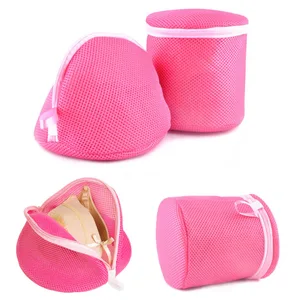 Сетчатый мешок для стирки, мягкий мешок для стирки бюстгальтера, двойная розово-красная сумка для ухода за одеждой, большой тонкий мешок для чистки нижнего белья