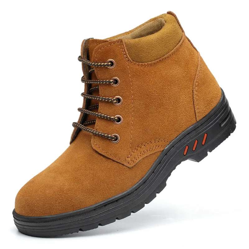 Hohner/рабочие ботинки; Мужская обувь со стальным носком; Уличная обувь из коровьей замши; дышащая износостойкая обувь; прокалывающая защитная обувь; большие размеры; Camel - Цвет: Camel