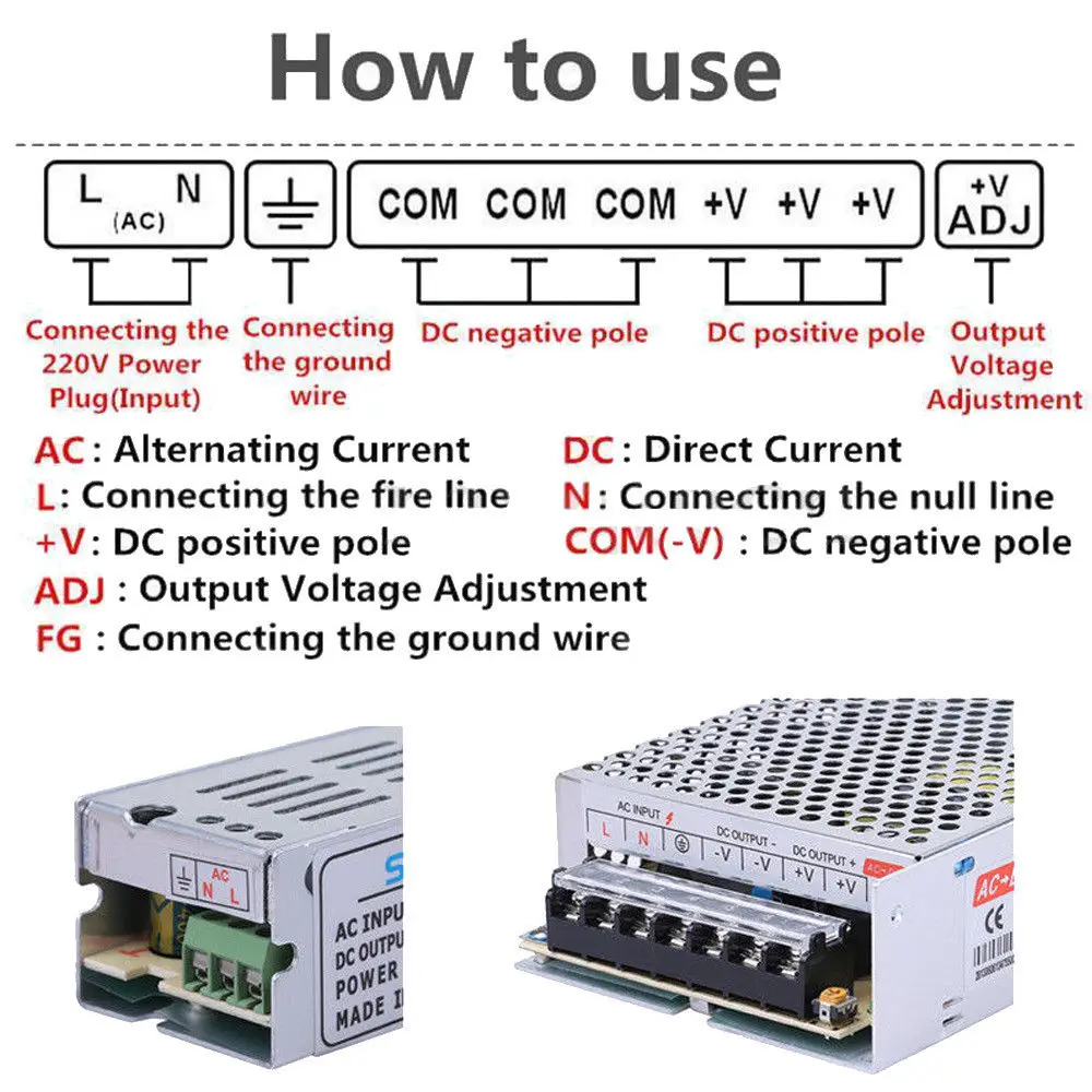 DC12V Питание блок Светодиодный светильник преобразования 1A 2A 3A 5A 10A 30A