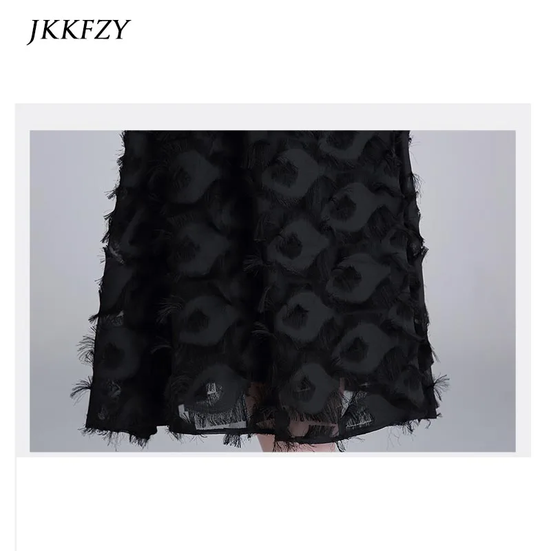 

Fashion Black Party Vestidso Womens Summer Spring New Small Fragrant Wind Tassels Lace Dress Female Elegant Flare Sleeve Dresses