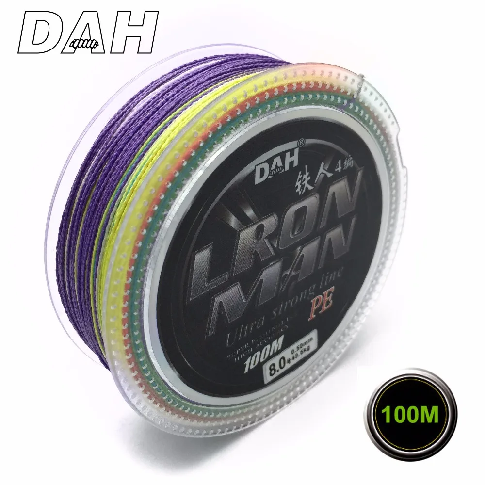 Оптовая продажа 100 м 4x бренд DAH Япония качество мультифиламент 100% PE плетеная