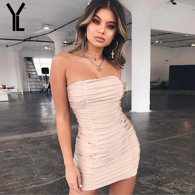 

2018 Women Dress Solid Striaght Fashion Sleeveless Sexy Dress Robe Femme Ete 2018 Fold Pack Hip Slim Summer Dress