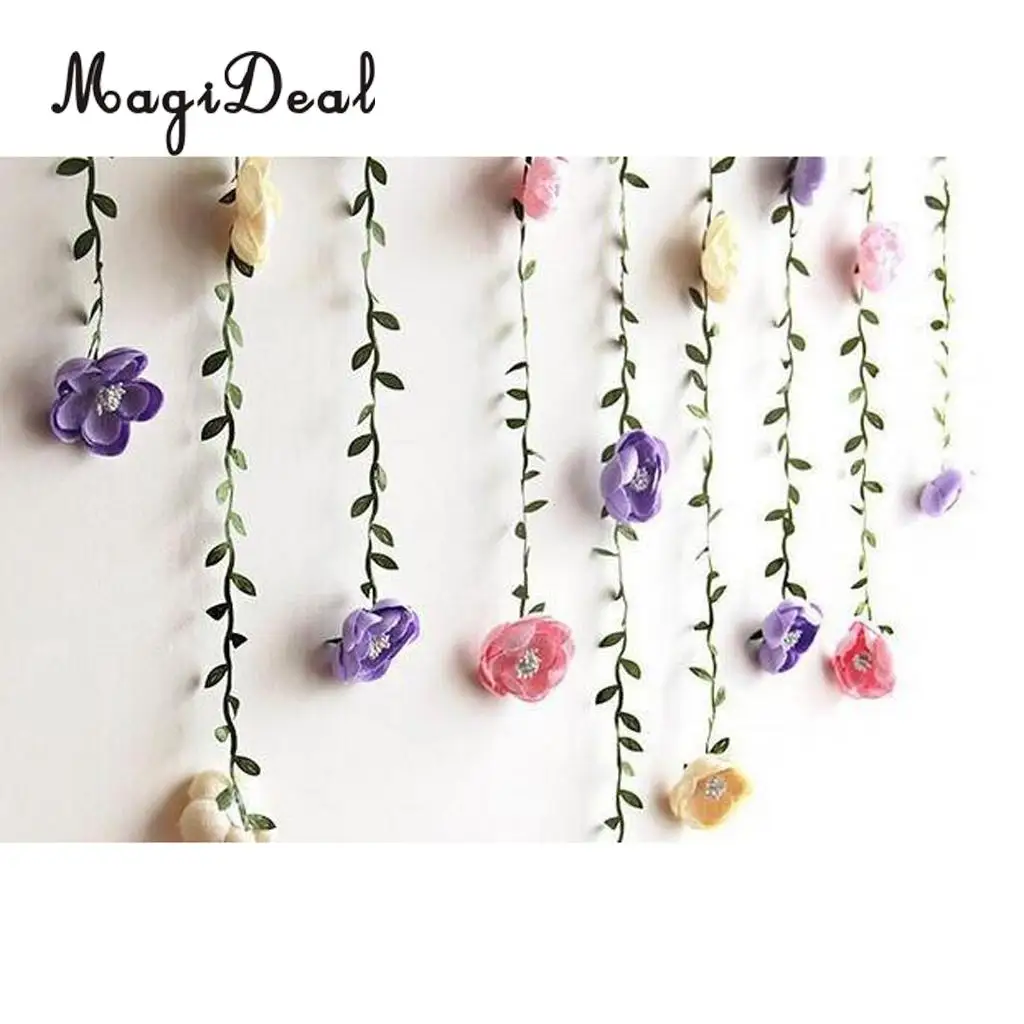 

MagiDeal 1m Fabric Flower Leaves Garland Wedding Room Hanging Vine Garland Wedding Decor Party Home Room Garden Decoration