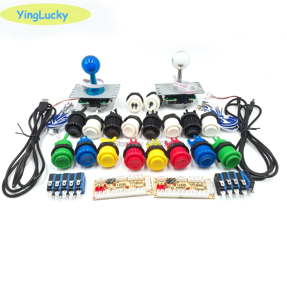 2 игрока аркадный DIY Kit нулевой задержки USB кодер джойстик в американском стиле 28 мм Кнопка PC Mame Raspberry pi 1 2 3