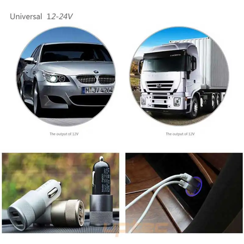 2 порта Mini Dual USB Автомобильное зарядное устройство для leotec быстрой зарядки 5 В 2A 1A
