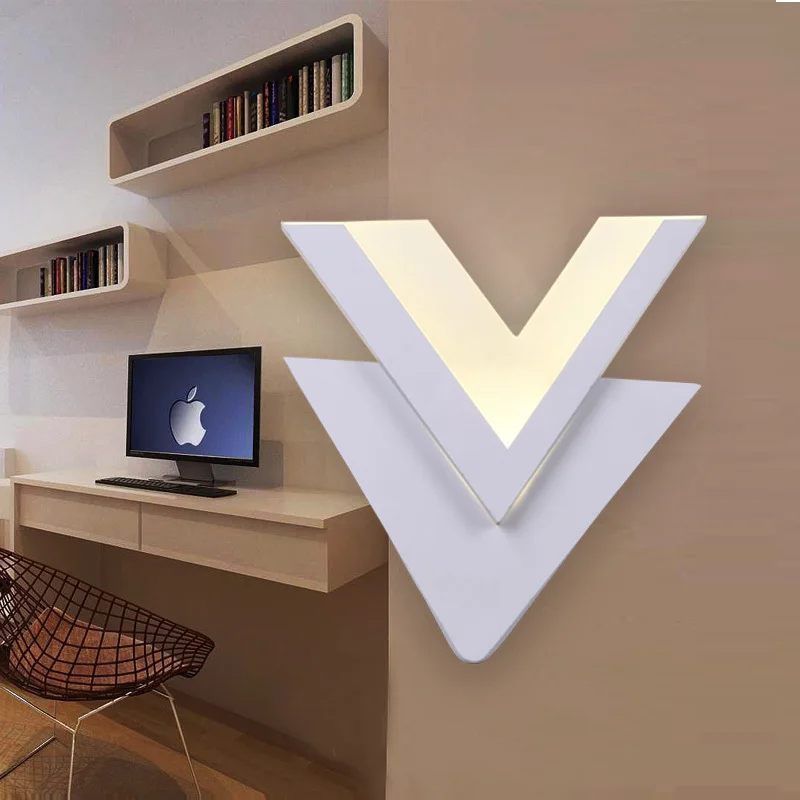 Входная 1 шт. светодиодная настенная лампа в форме V для помещений настенный