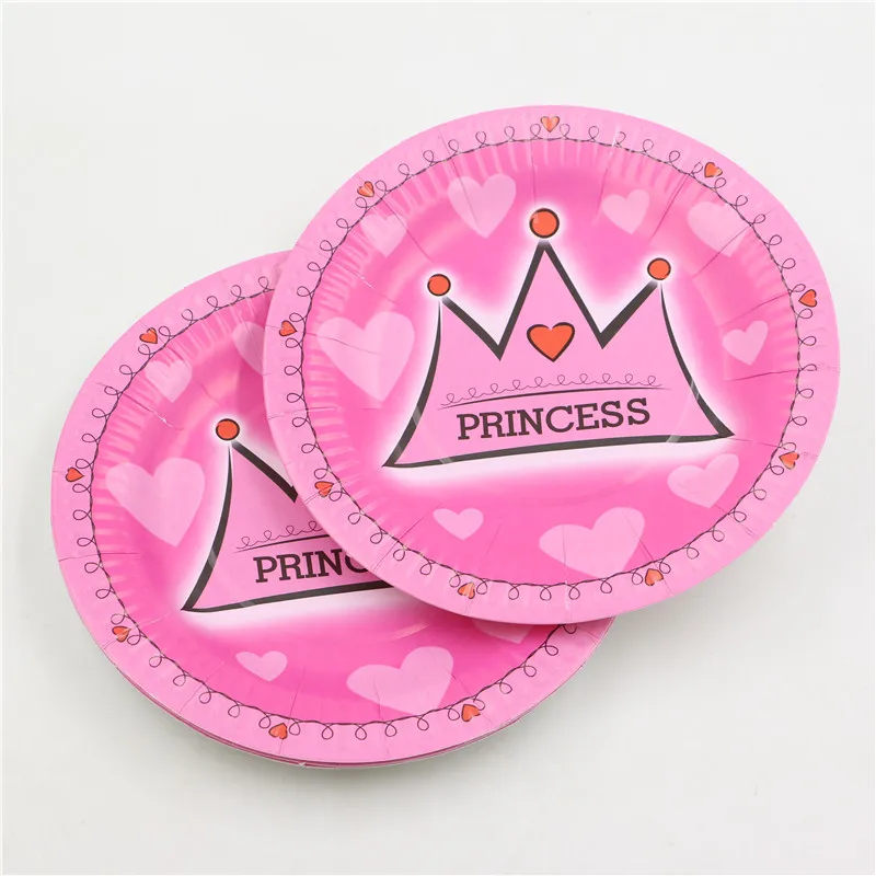 38pcs \ много счастливых День рождения Розовый Корона Дети сувениры Чашки Бумага