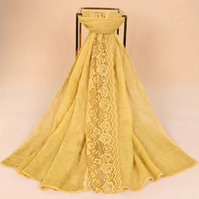 Роскошный кружевной хлопковый шарф модная кружевная шаль Хиджаб Цветочный