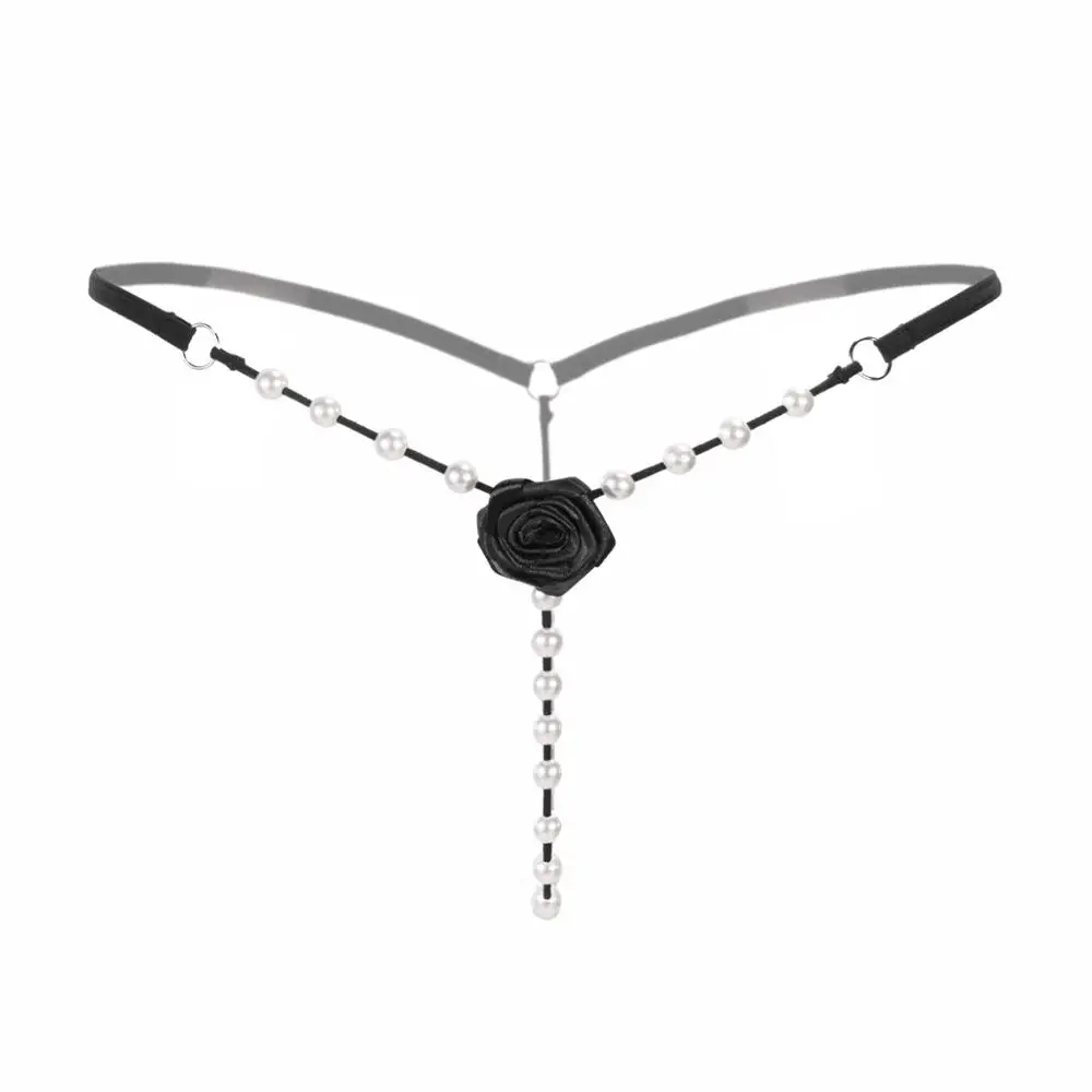 Black Сексуальное простое мягкое нижнее белье розовые жемчужные стринги трусики с цепочкой День Святого Валентина эротическая цепь украшения для тела для женщин - Окраска металла: Black