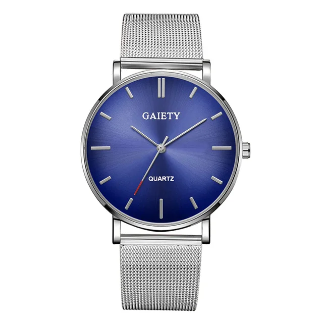 silver blue silver Мужские градиентные часы Aurora Модные мужские s часы лучший бренд класса люкс ультра тонкие кварцевые мужские наручные часы повседневные сетчатые стальные мужские часы - Цвет: silver blue silver
