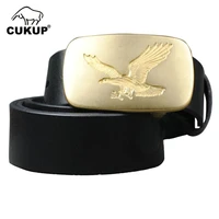 cukup novelty animal fly eagle pattern smooth buckles metal belts solid pure cow genuine leather belt for men accessories nck152