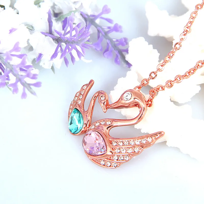 Swan pendant necklaces new women jewelry rose gold color gift for love's or anniversary/wedding gifts with Austrian Crystals | Украшения