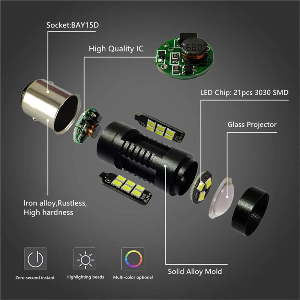 2 шт. 1156 BA15S P21W светодиодный BAU15S PY21W BAY15D светодиодный лампы 1157 P21/5 Вт R5W 21 шт. 3030SMD авто лампы противотуманных фар автомобиля светодиодный светильник 12 V-24 V