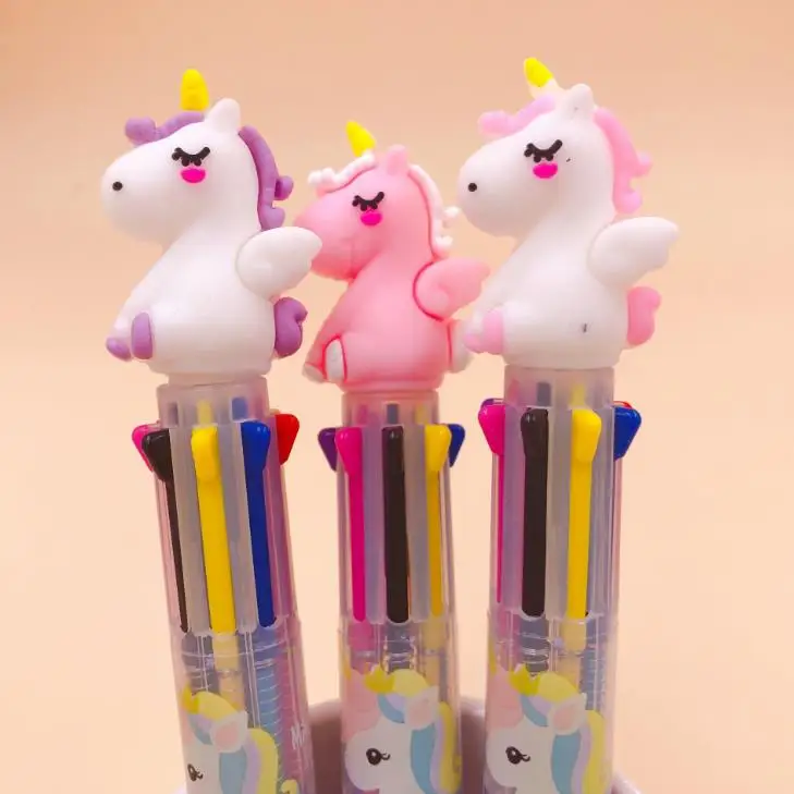 3 шт./компл. Kawaii животные Единорог силикон 8 цветов пресс шариковые ручки Школа