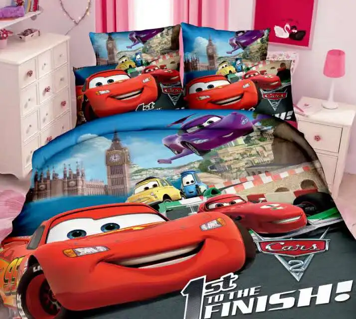 Комплект постельного белья Disney McQueen с машинками пододеяльники односпальный