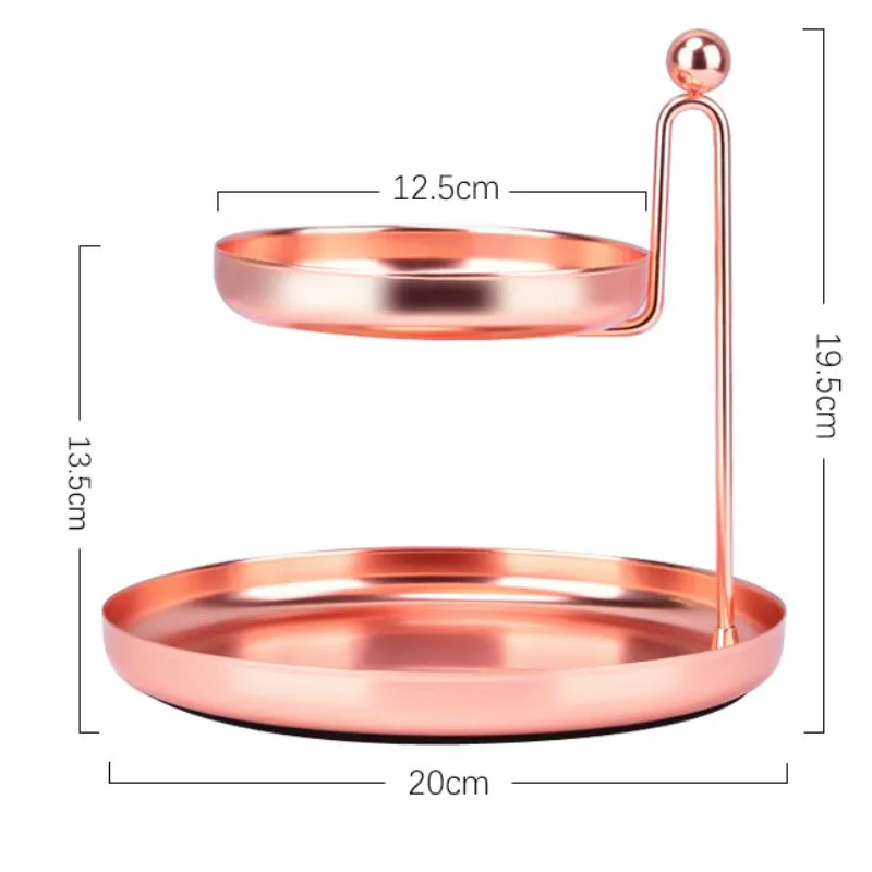 RoseGold Двухслойный лоток для хранения косметических украшений, настольный отделочный лоток, туалетный столик, золотой лоток для хранения, полки - Цвет: RoseGold