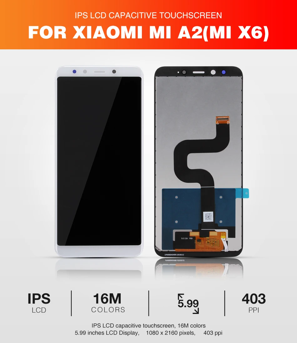 Для Xiaomi Mi A2 ЖК-дисплей+ рамка 10 сенсорный экран для Xiaomi Mi 6X ЖК-экран дигитайзер Замена Ремонт Запчасти