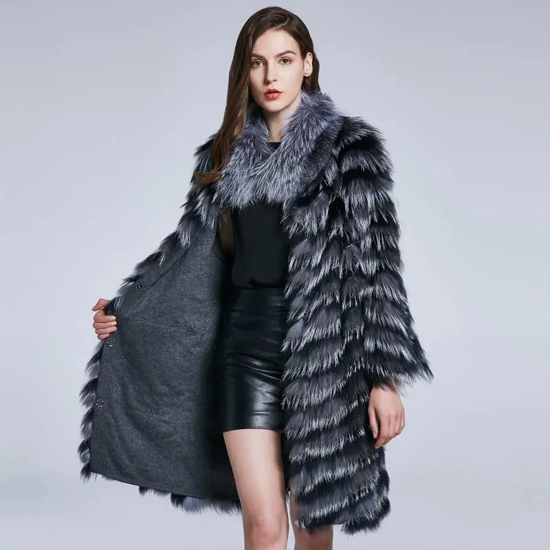 Women's Winter Warm Coat Fox Hair Collar Real Fur Coat Furry Fox  Women Clothes Round Collar Warm Fashion 2021 New enlarge
