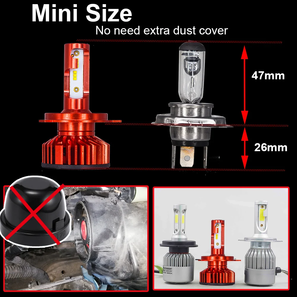 

YHKOMS Mini H7 LED Canbus H4 Car Headlight H1 H3 H8 H9 H11 9005 HB3 9006 HB4 880 881 H27 Lampada Fog Lights Car Light Bulbs 12V