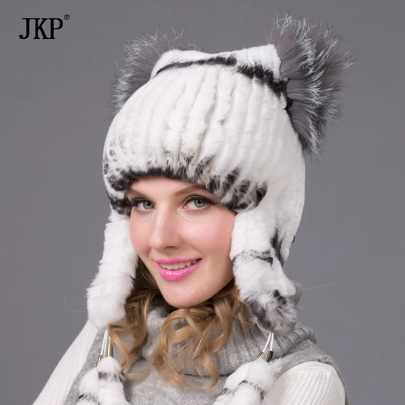 Зимние меховые шапки для женщин шапка из кроличьего меха вязаная с подкладкой и
