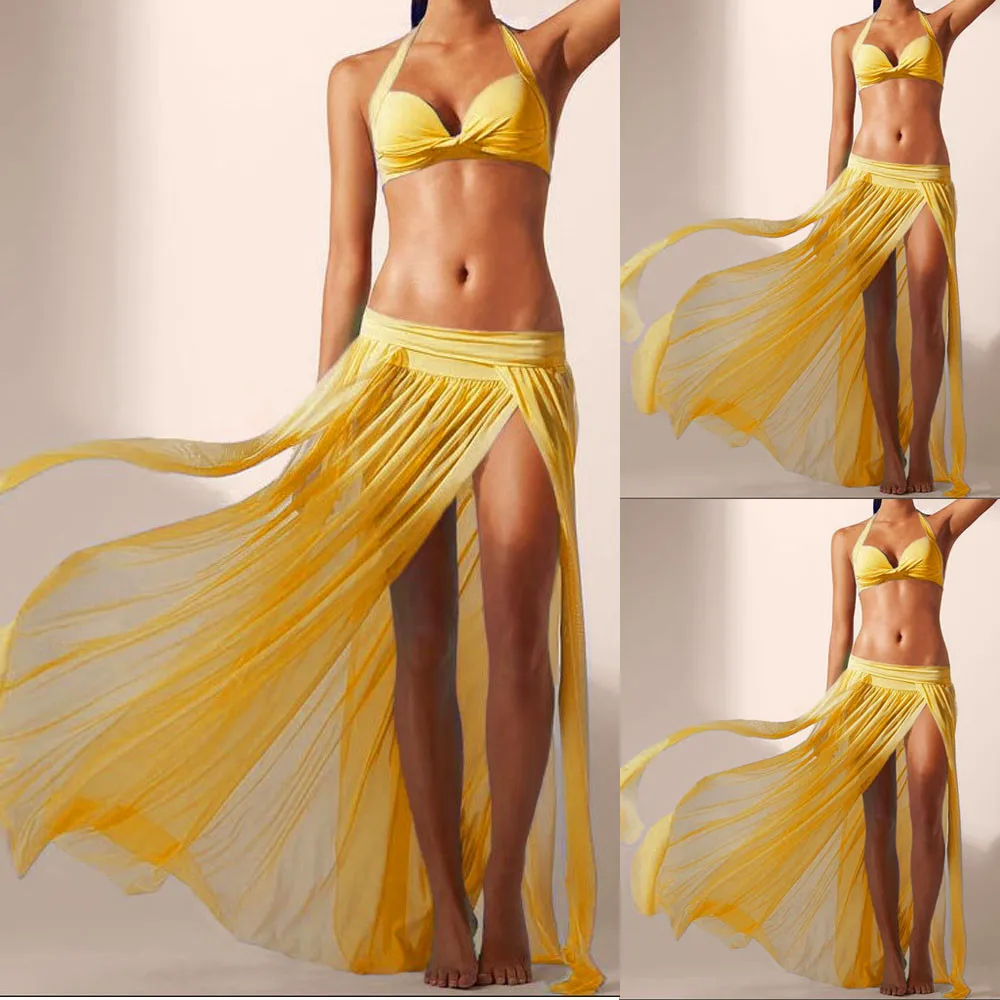 Women Skirt Summer Bohemian 2019 Solid Sexy Boho Chiffon High Split Long Maxi W406 | Женская одежда