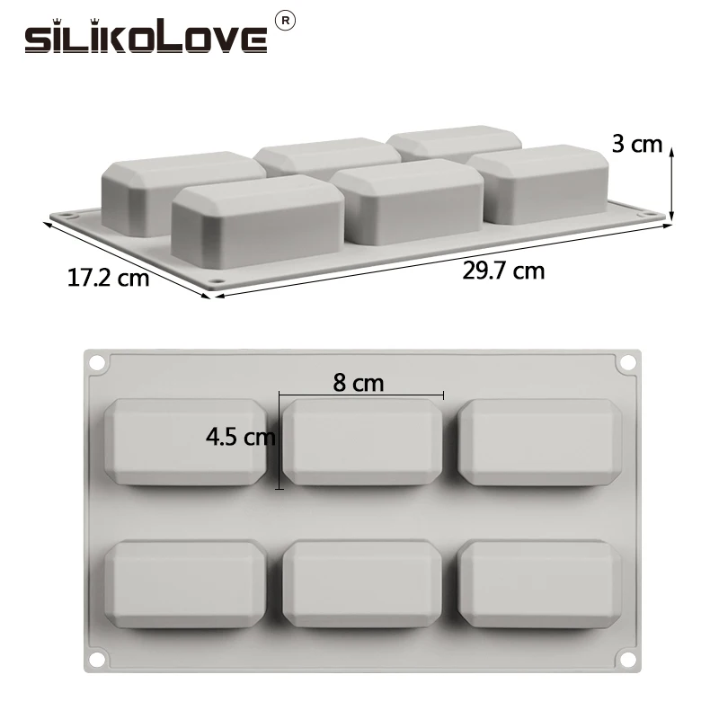 SILIKOLOVE многоразовые формы для мыла 6 полости, силиконовая форма для изготовления мыла, Прямоугольная форма для мыла ручной работы для дома и ванной комнаты
