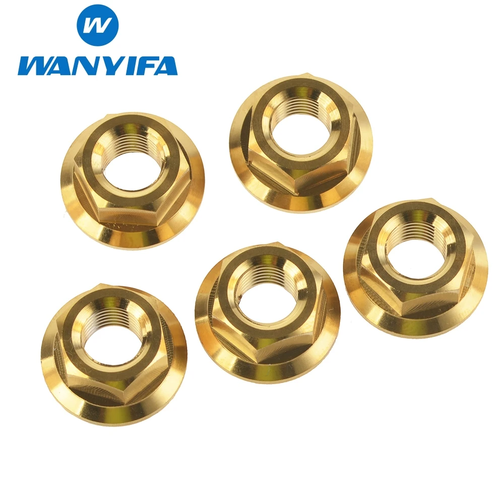5 шт. Новый Wanyifa золото Велосипедный Спорт M10 Гайки m10 x 1.25 мм Шаг din6923 Титан ti фланец