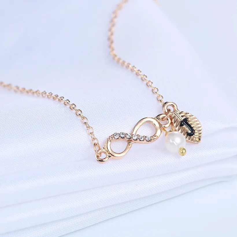 Cxwind Мода Бесконечность 8 браслет украшение амулет с буквой J лист Кристалл Шарм