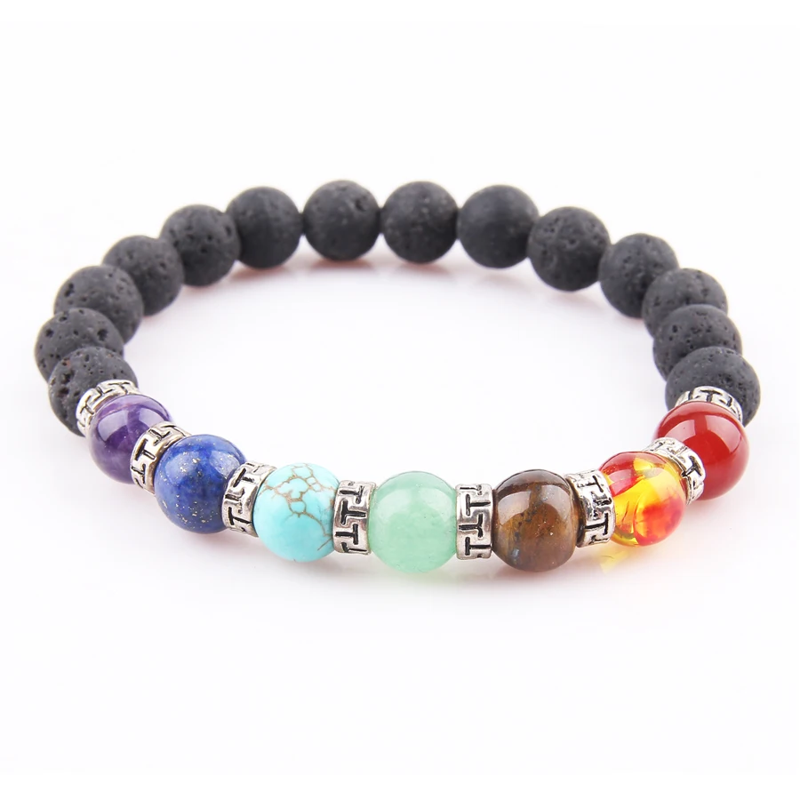 

2018 CCHGM Fashion Style 7 Chakra Healing Beaded Bracelet Natural Lava Stone Diffuser Bracelet Jewelry armbanden voor vrouwen