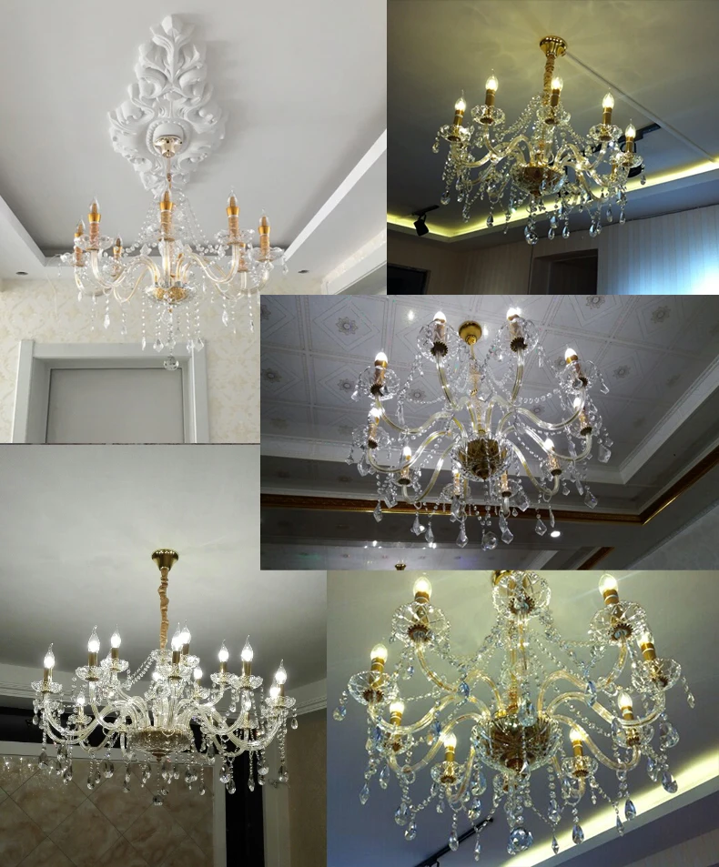 Европейская свеча хрустальная лампа 6/8 голова золото гостиная спальня люстра