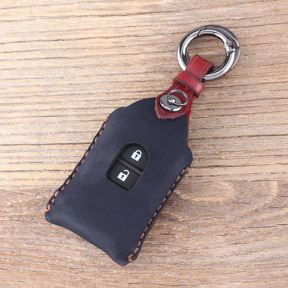 KEYYOU 2 кнопки из натуральной кожи защитный чехол для ключей накладка Nissan Micra Xtrail