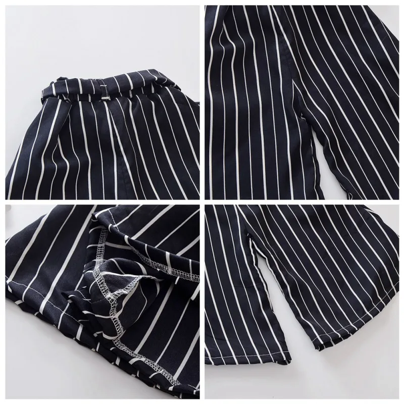 Летний модный комплект одежды для маленьких девочек футболка с короткими