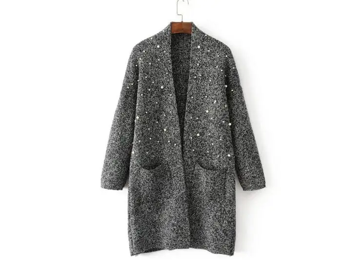 A16 модный длинный свитер с жемчужным украшением кардиган|long sweaters cardigan|sweater