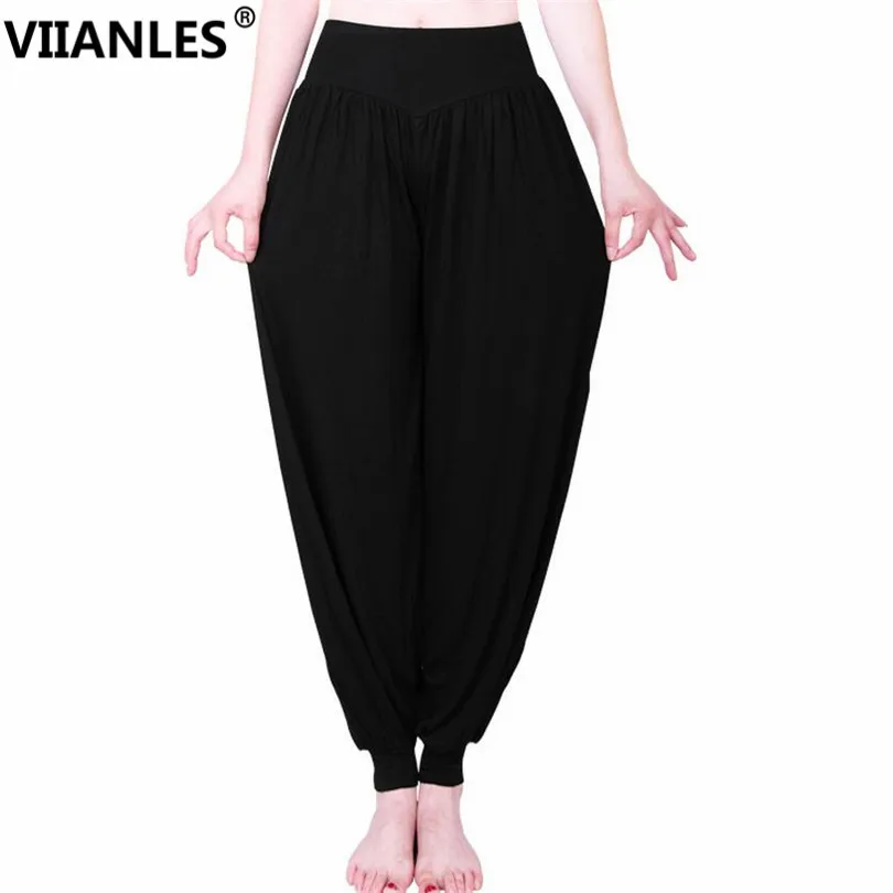 Брюки VIIANLES женские спортивные свободные штаны с фонариками гладкие