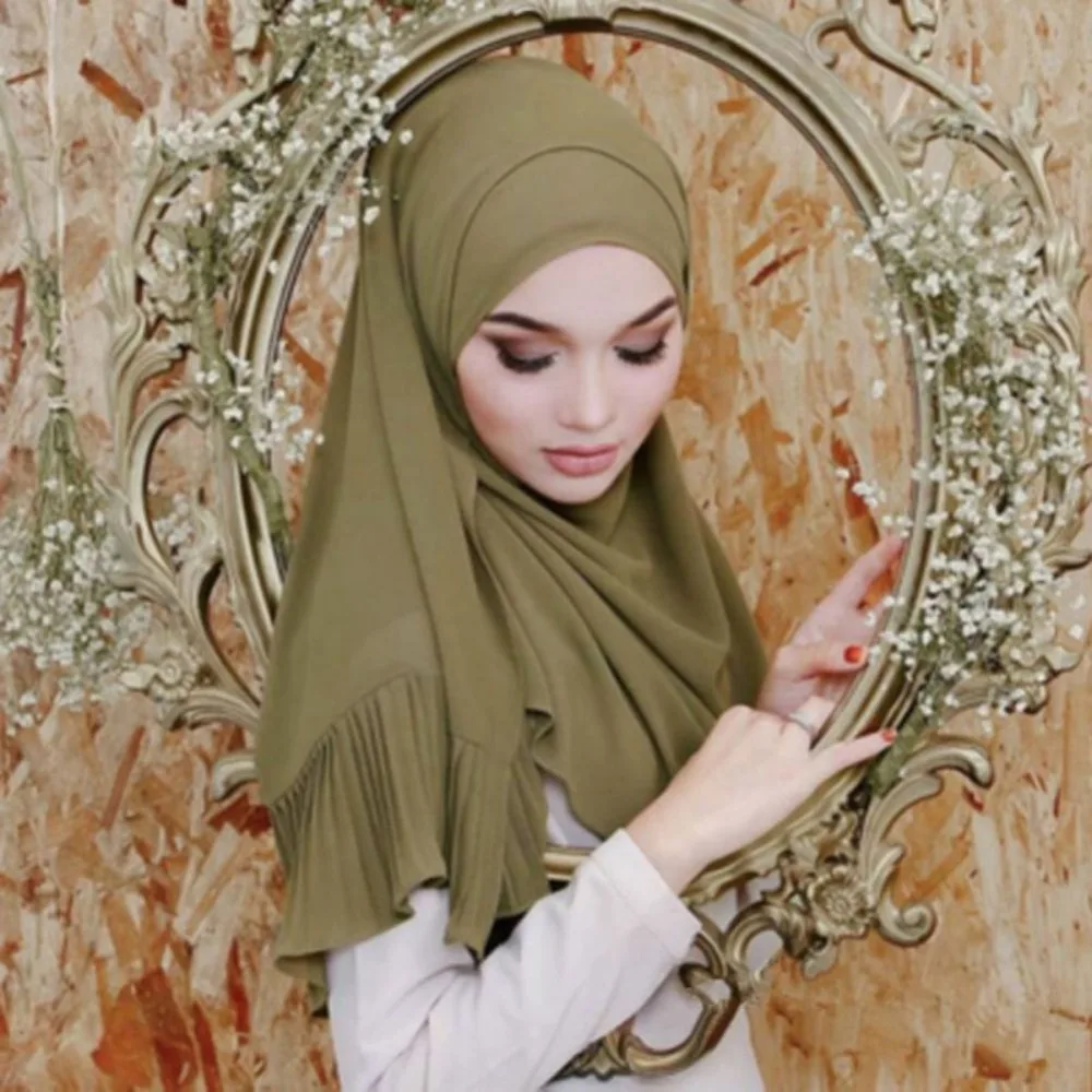 

Women Muslim Stretch Turban Solid Color Scarf Wrap Casual Chiffon Hijabs New