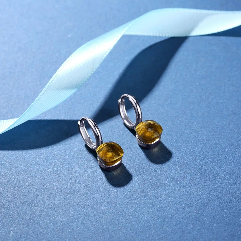 Серьги-подвески из серебра 925 пробы с желтым топазом | Украшения и аксессуары
