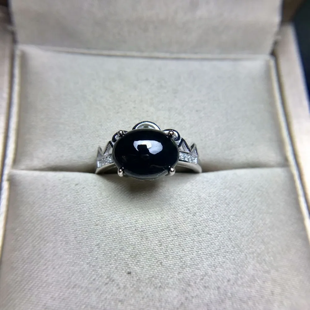 Created Dark Blue Oval Sapphire Ring Women Party Wedding Set Pure 925 Sterling Solid Silver Fine Jewelry with Box