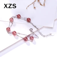 100 genuine s925 sterling silver chinese style strawberry quartz bracelet women luxury valentines day gift jewelry slcn 18006